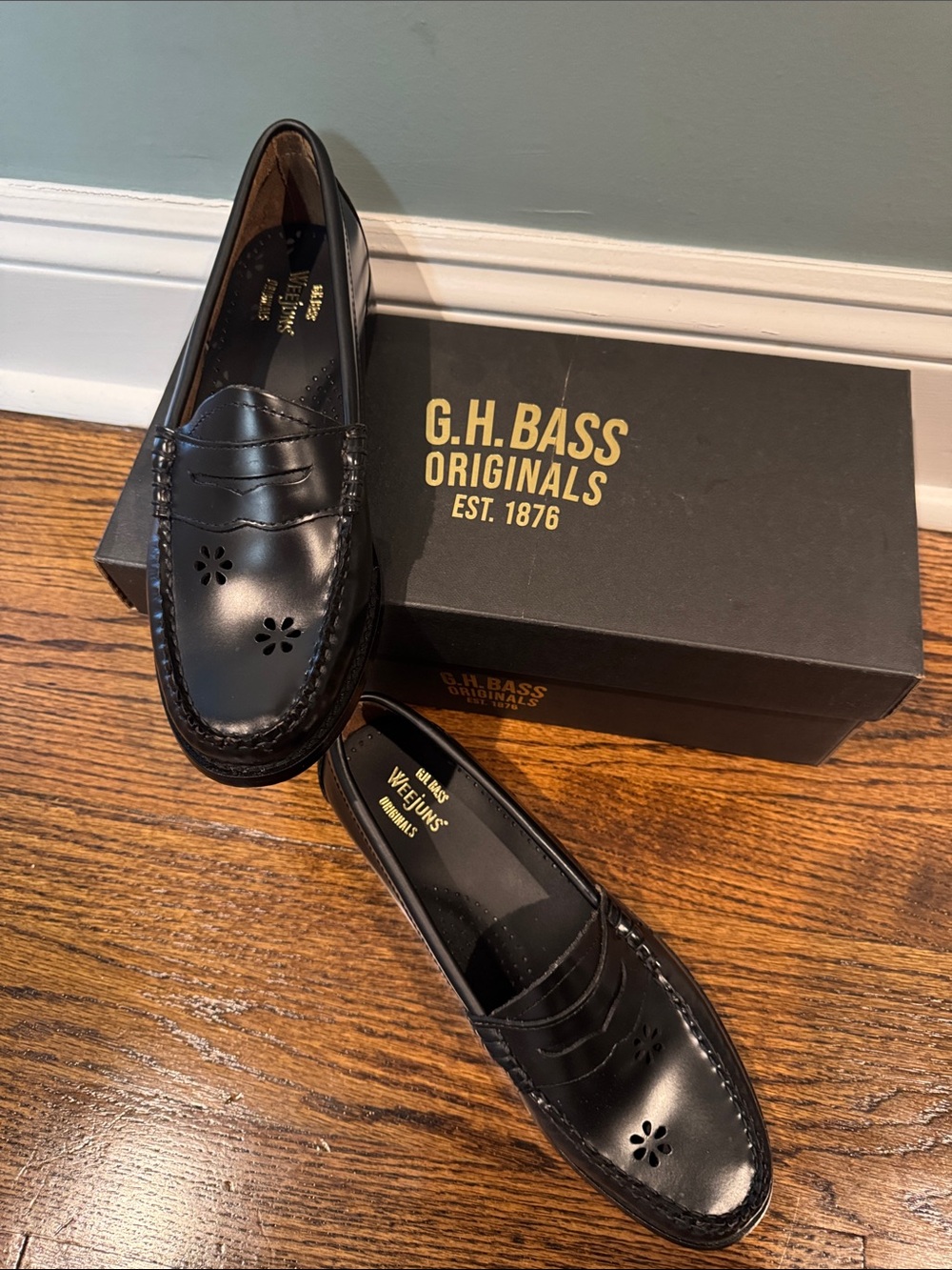 G.H. Bass & Co. Black Leather Penny Loafers